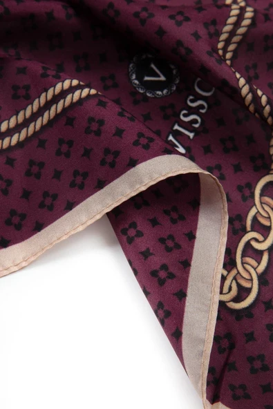 %100 İPEK ZİNCİR DESENLİ ŞARABİ - SİYAH RENKLİ ŞAL - Resim 4