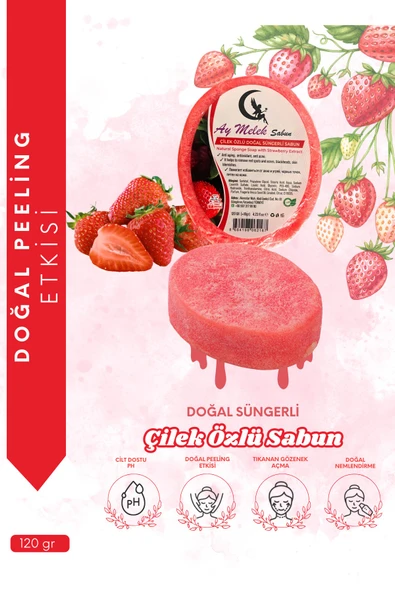 Çilek Özlü Süngerli Doğal Güzellik Sabunu Cilt Kırışıklık Önleyici Etkili ürün görseli