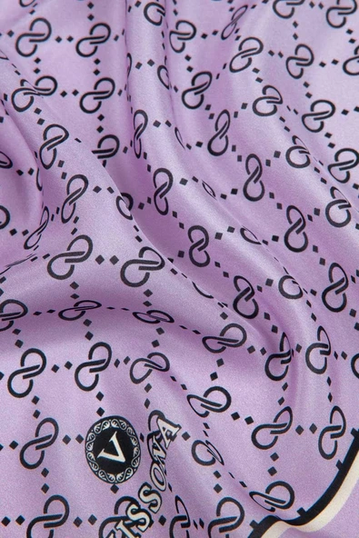 %100 İpek Minik Motif Desenli Pembe Renkli 92x210 Şal - Resim 3