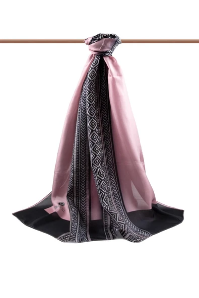 %100 İPEK ETNİK DESENLİ GÜL KURUSU - GRİ RENKLİ ŞAL - Resim 2