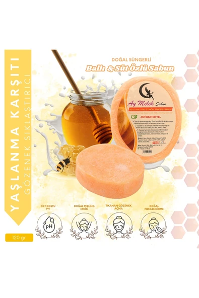 Ballı Sütlü Özlü Süngerli Doğal Güzellik Sabunu Cilt Kırışıklık Önleyici Etkili - Resim 5