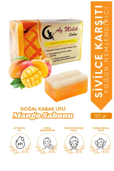 Mango Özlü Doğal Kabak Lifli Güzellik Sabunu Cilt Kırışıklık Önleyici Etkili ürün görseli