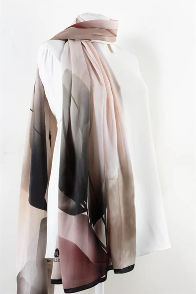 SÜVARİ ŞAL ÇİÇEK DESENLİ SİYAH - ŞARABİ RENKLİ 75X210 ŞAL İTALYAN DİKİŞLİ - Resim 2