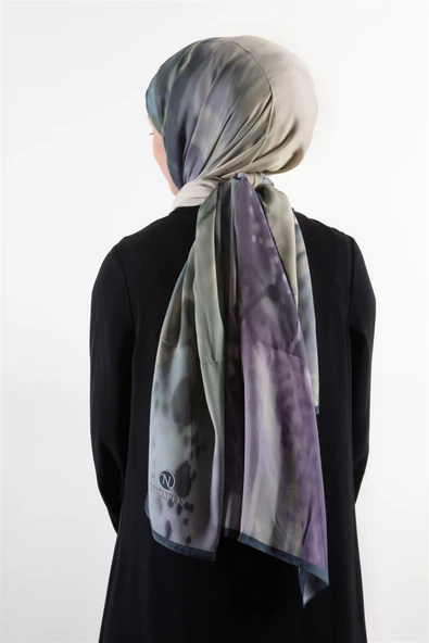 SÜVARİ ŞAL SOYUT DESENLİ İNDİGO - PETROL YEŞİLİ RENKLİ 75X210 ŞAL İTALYAN DİKİŞLİ ürün görseli