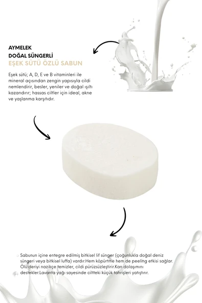 Eşek Sütü Özlü Süngerli Doğal Güzellik Sabunu Cilt Kırışıklık Önleyici Etkili - Resim 2