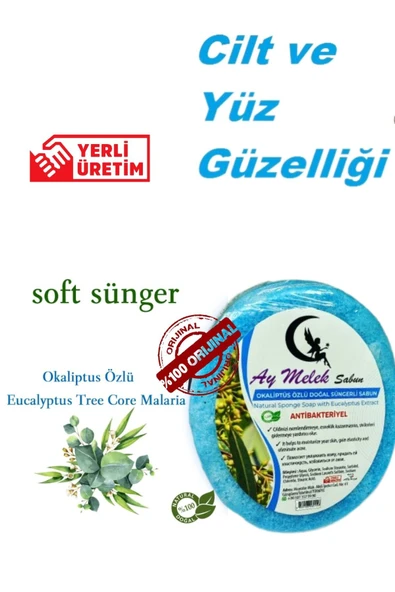 Okaliptüs Özlü Süngerli Doğal Güzellik Sabunu Cilt Kırışıklık Önleyici Etkili - Resim 3