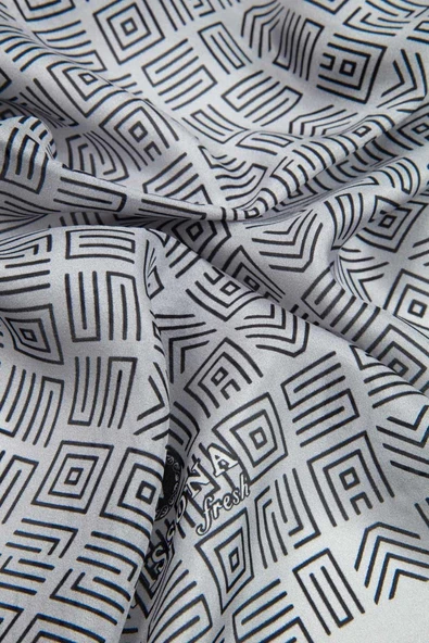 % 100 İPEK ETNİK DESENLİ GRİ - SİYAH RENKLİ ŞAL - Resim 3