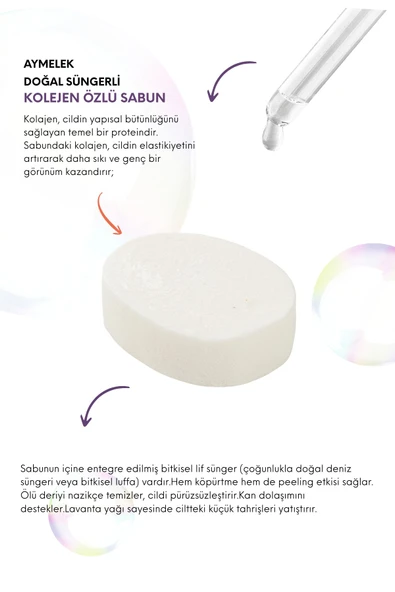 Kalojen Özlü Süngerli Doğal Güzellik Sabunu Cilt Kırışıklık Önleyici Etkili - Resim 2