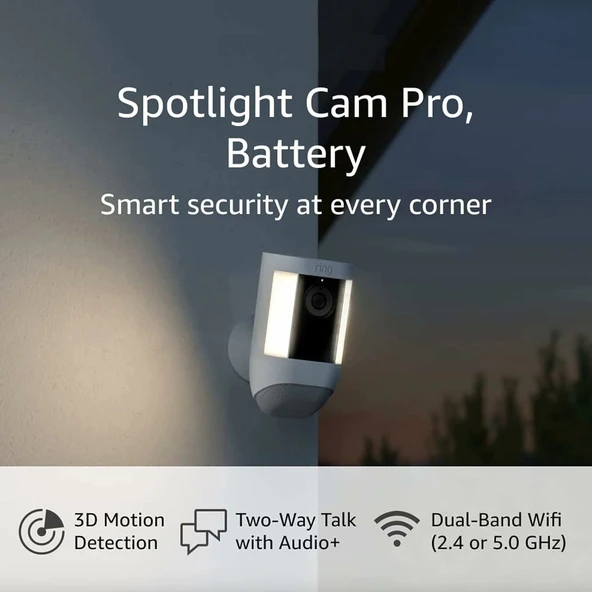 Ring Spotlight Cam Pro, Batarya - 3D Hareket Algılama, İki Yönlü Konuşma - Resim 2