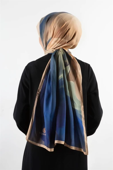 SÜVARİ ŞAL BATİK DESENLİ SOMON - SAKS RENKLİ 75X210 ŞAL İTALYAN DİKİŞLİ ürün görseli