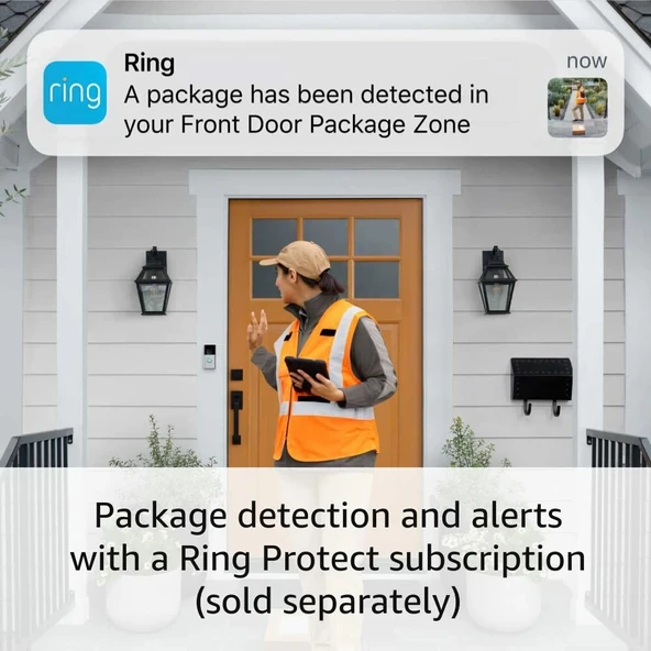 Ring Battery Doorbell Plus Baştan Sona HD+ Video, Hareket Algılama - Resim 3