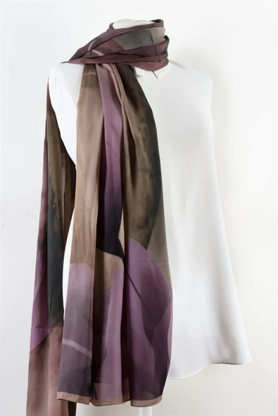 SÜVARİ ŞAL ÇİÇEK DESENLİ HAKİ - BEJ RENKLİ 75X210 ŞAL İTALYAN DİKİŞLİ - Resim 2