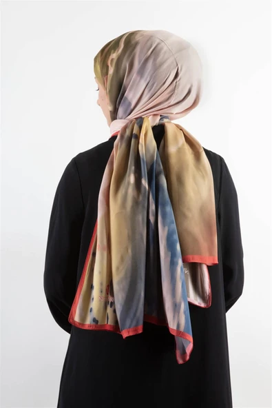 SÜVARİ ŞAL SOYUT DESENLİ NAR ÇİÇEĞİ RENKLİ 75X210 ŞAL İTALYAN DİKİŞLİ ürün görseli