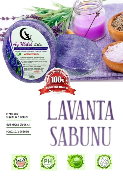 Lavanta Özlü Doğal Süngerli Güzellik Sabunu Cilt Kırışıklık Önleyici Etkili - Resim 3