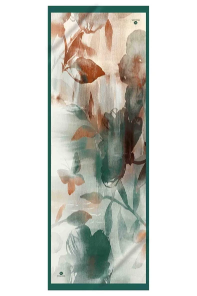 SÜVARİ ŞAL ÇİÇEK DESENLİ PETROL YEŞİLİ - TABA RENKLİ 75X210 ŞAL İTALYAN DİKİŞLİ - Resim 3