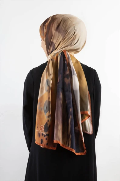 SÜVARİ ŞAL SOYUT DESENLİ SOMON RENKLİ 75X210 ŞAL İTALYAN DİKİŞLİ ürün görseli