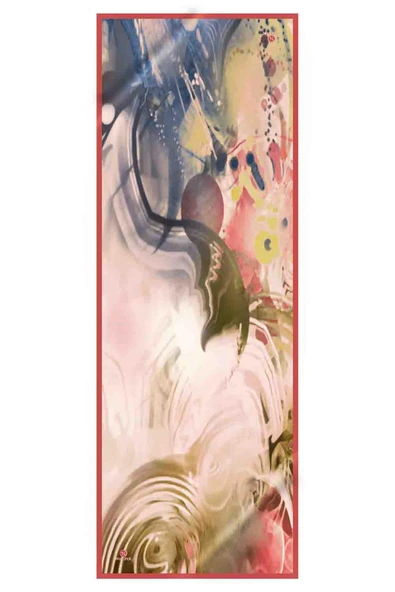 SÜVARİ ŞAL SOYUT DESENLİ NAR ÇİÇEĞİ RENKLİ 75X210 ŞAL İTALYAN DİKİŞLİ - Resim 3