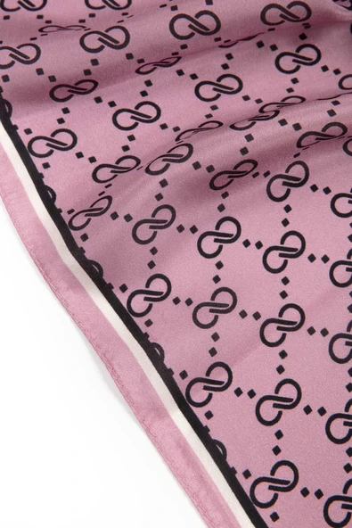 %100 İpek Minik Motif Desenli Gül Kurusu Renkli 92x210 Şal - Resim 4