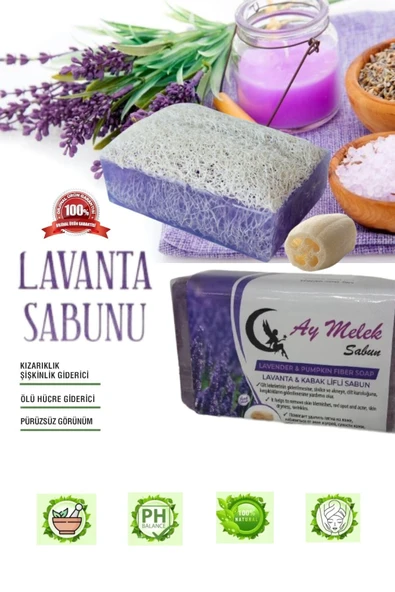 Lavanta Özlü Doğal Kabak Lifli Güzellik Sabunu Cilt Kırışıklık Önleyici Etkili - Resim 5