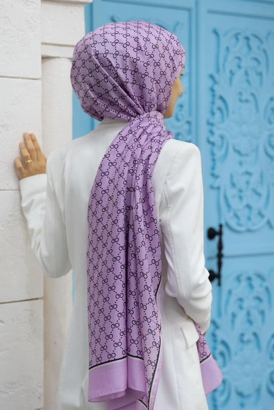 %100 İpek Minik Motif Desenli Pembe Renkli 92x210 Şal ürün görseli