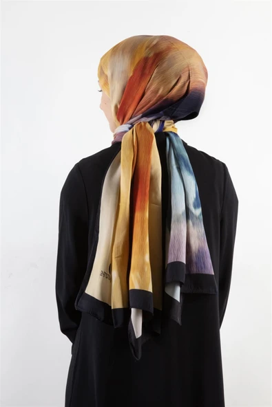 SÜVARİ ŞAL ÇİÇEK DESENLİ GOLD - BEBE MAVİSİ RENKLİ 75X210 ŞAL İTALYAN DİKİŞLİ ürün görseli