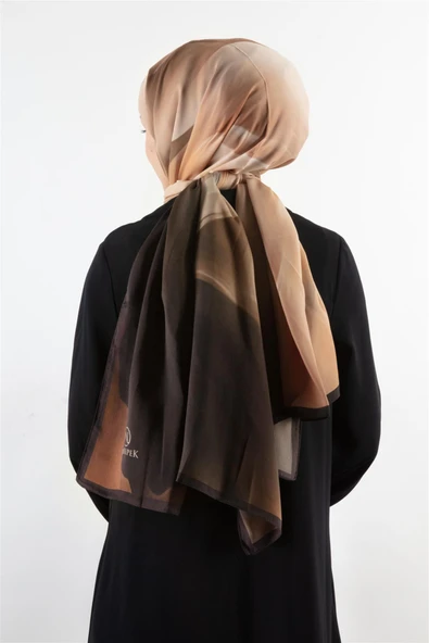 SÜVARİ ŞAL BATİK DESENLİ KAHVERENGİ - SOMON RENKLİ 75X210 ŞAL İTALYAN DİKİŞLİ ürün görseli