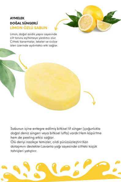 Limon Özlü Süngerli Doğal Güzellik Sabunu Yeni Kırışıklık Önleyici Etkili - Resim 2