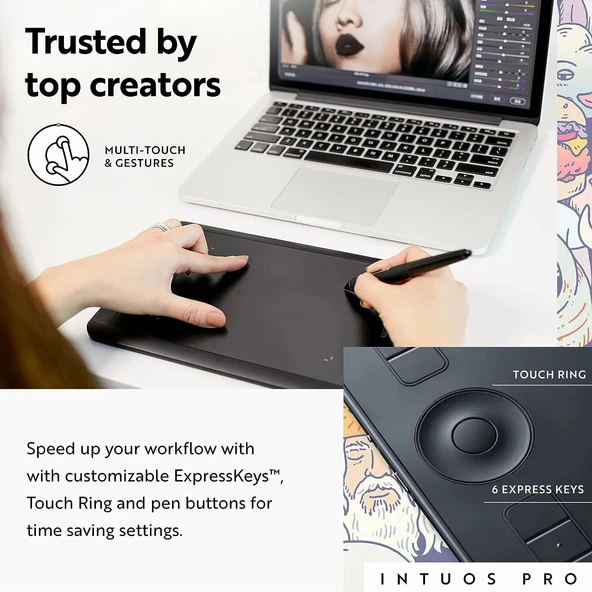 Wacom Intuos Pro Küçük Bluetooth Grafik Çizim Tableti - Resim 3