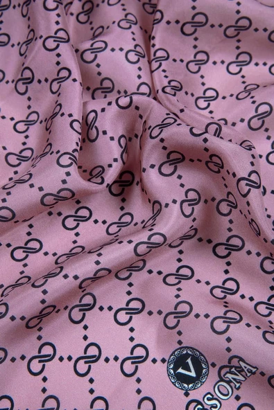 %100 İpek Minik Motif Desenli Gül Kurusu Renkli 92x210 Şal - Resim 3