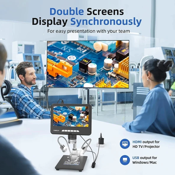 TOMLOV DM401 2K Dijital Mikroskop 1200x, 7 Inc 24MP - Resim 3