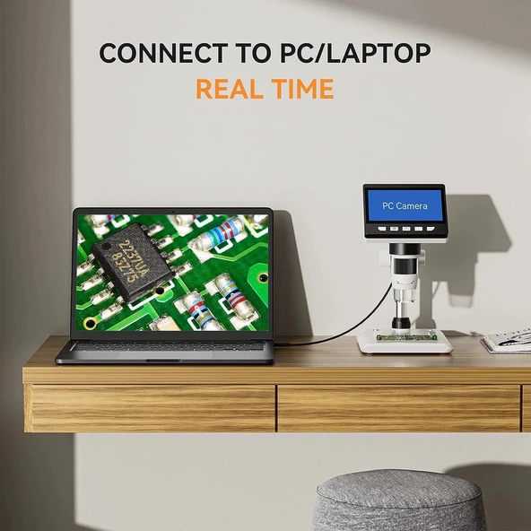 Elikliv EDM43 4.3 Inc LCD Dijital Mikroskop 1000x - Beyaz - Resim 3