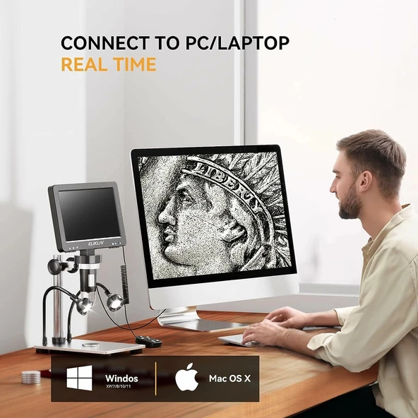 Elikliv EDM9 7 Inc LCD Dijital Mikroskop 1200X, 1080P - 12MP - Resim 3