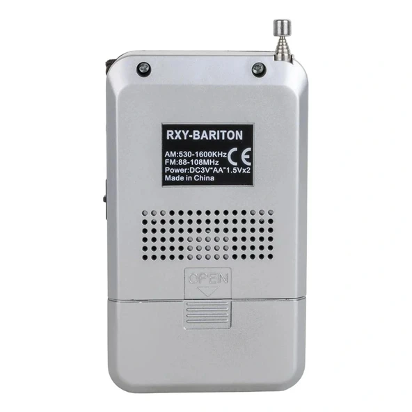 pilelistore Bariton Cep Tipi Mini Analog Radyo Gri - Resim 2