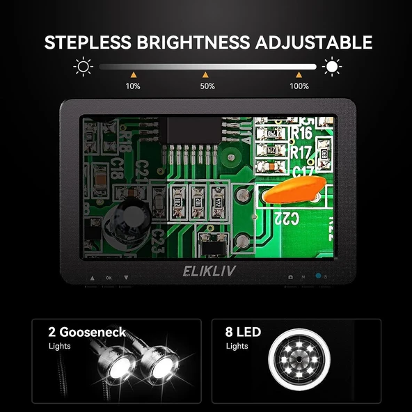 Elikliv EDM9 7 Inc LCD Dijital Mikroskop 1200X, 1080P - 12MP - Resim 2