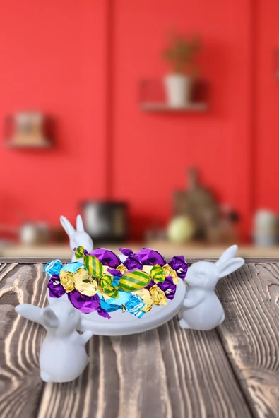 PAMUK'S DESİGN Dekoratif Şekerlik Sunumluk Tavşan Figürlü 15 Cm - Resim 3