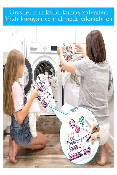 Kumaş Kalemi 6 Renk Tekstil Markör Kalemi 1 Paket Kalıcı Tişört Ayakkabı Giysi Bez Çanta Keçeli Boyama Kalemi - Resim 2