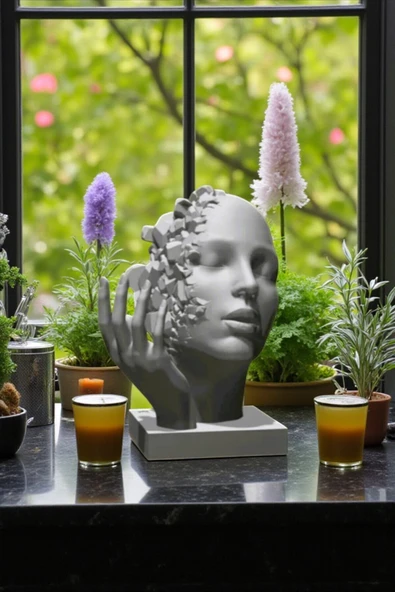 PAMUK'S DESİGN 3D Soyut Yüz Heykeli, Modern Dekoratif Obje - Resim 5