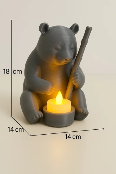 PAMUK'S DESİGN Dekoratif Tealight Mum Hediyeli Ayı Panda Tasarım Vegan - Resim 5