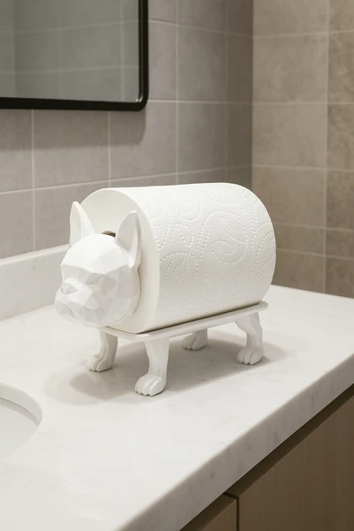 PAMUK'S DESİGN Dekoratif Tuvalet Kağıdı Pratik Ev Dekorasyon Buldog Tuvalet Tasarım 14 X 12 Cm - Resim 5