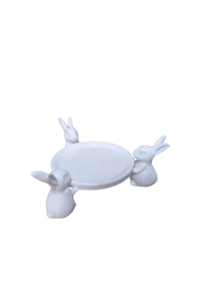 PAMUK'S DESİGN Dekoratif Şekerlik Sunumluk Tavşan Figürlü 15 Cm - Resim 5