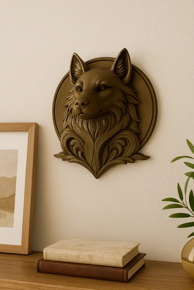 PAMUK'S DESİGN Dekoratif Bozkurt Gold Hediyelik Ofis Ev Dekoru 20 Cm - Resim 2