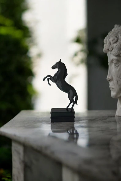 PAMUK'S DESİGN 3D Dekoratif Şahlanan At Figürü 20 cm Büyük Boy Hediyelik Tasarım Biblo - Resim 2