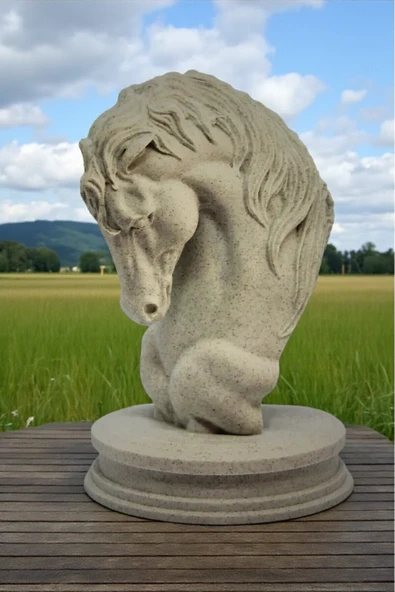 PAMUK'S DESİGN 3D Mermer Desenli At Heykeli, Mermer Desenli Dekoratif At Biblosu, Modern Dekorasyon ürün görseli