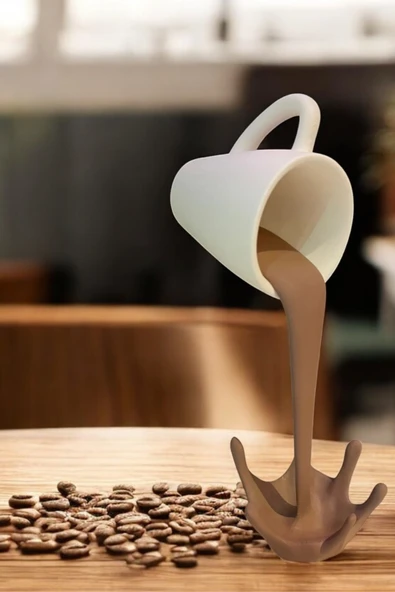 PAMUK'S DESİGN Dekoratif Dökülen Kahve Figürü, Sıcak Çikolata Figür, İçecek Köşesi Biblosu - Resim 2