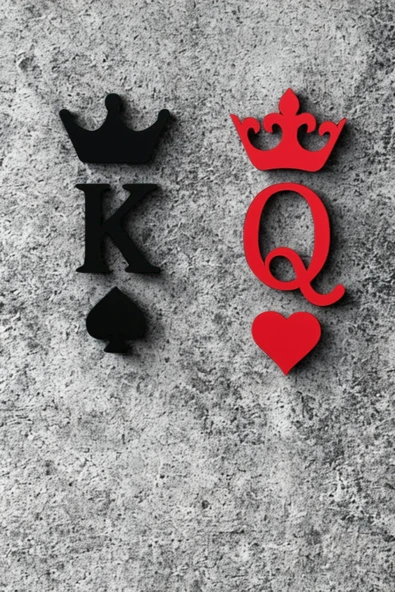 PAMUK'S DESİGN Dekoratif Özel Tasarım Kral Kraliçe Figür Yatak Odası Oturma Odası Salon 14 X 12 Cm - Resim 5