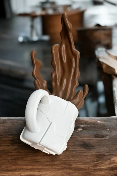 PAMUK'S DESİGN Dökülen Kahve Figürü Dekoratif Obje Biblo Kahve Sıcak Çikolata Figür Hediye ( vegan üretim ) - Resim 3