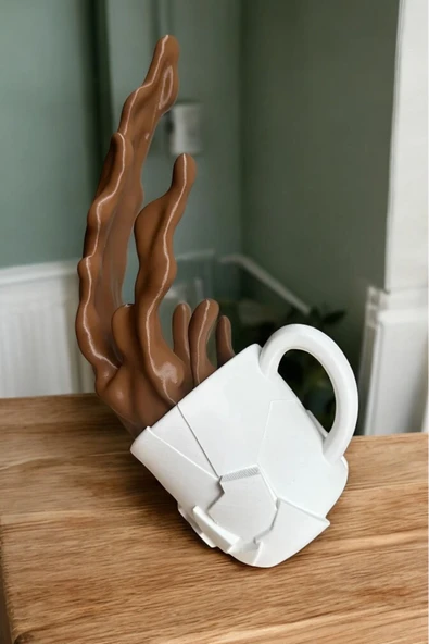 PAMUK'S DESİGN Dökülen Kahve Figürü Dekoratif Obje Biblo Kahve Sıcak Çikolata Figür Hediye ( vegan üretim ) ürün görseli