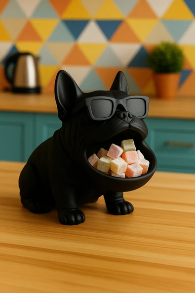 PAMUK'S DESİGN 3D Bulldog Köpek Figürlü Sunumluk Tealight Mumluk, Lokumluk, Takı Organizeri Çok Amaçlı 14 x 12 cm - Resim 4