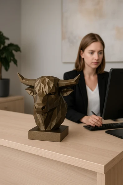 PAMUK'S DESİGN Dekoratif Büst Boğa Heykel Özel Tasarım 3d Hediye 12 X 16 Cm - Resim 5