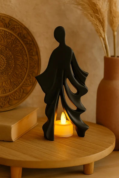 PAMUK'S DESİGN Kadın Figürlü Dekoratif Mumluk, Güç ve Zarafeti Simgeleyen Bohem Tasarım, Reçine, Ev Ofis Dekoru - Resim 5